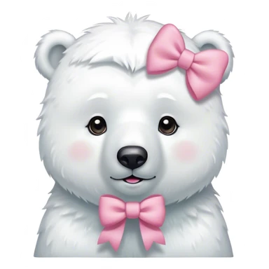 Cute polar bear wearing a pink bow on his head  sticker