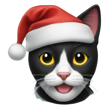 black cat in a christmas hat  sticker