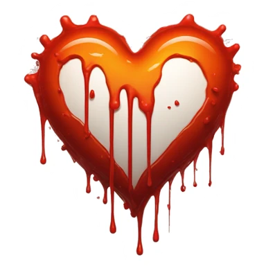 bleeding red heart glowing red-orange with splatter sticker
