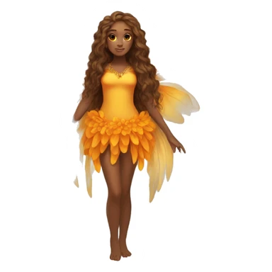 big wings, marigold, Beautiful, fairy, gold, orange, long hair sticker