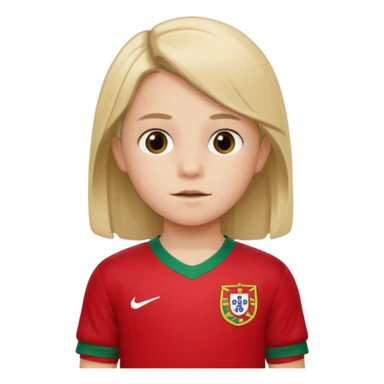 Une enfant qui a le coupe sur le coter et qui a le maillot du portugal sticker