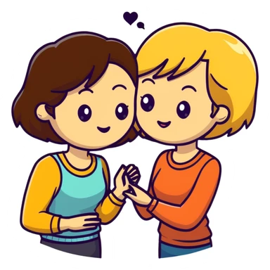 Two women flirting, one with short brown hair and the other with long blonde hair sticker