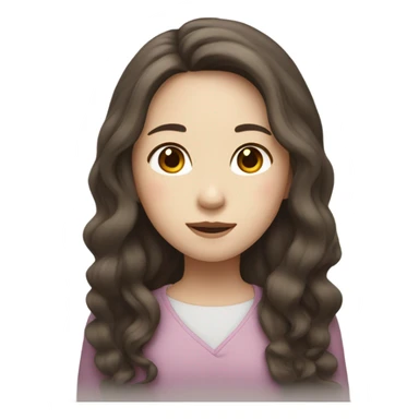 a girl with WHİTE skin LONG BROWN WAVY hair  chinese girl BROWN hair little nouse sticker