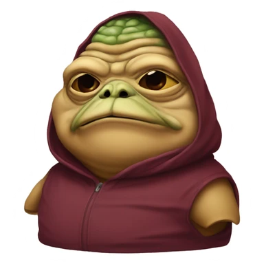 Jabba the Hutt wearing a burgundy hoodie  sticker