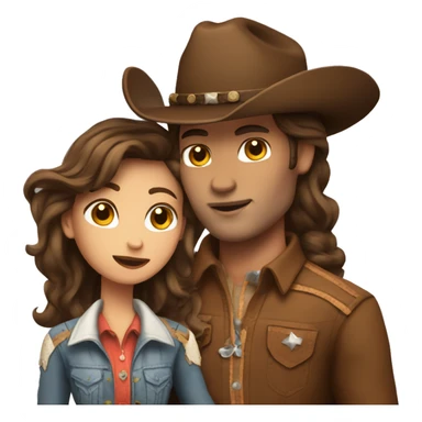 Cowboy with brown hair kissing cowgirl with brown hair sticker