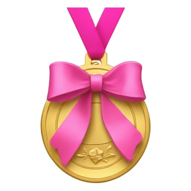 Gold medal with a pink ruban sticker