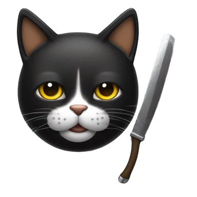 Gato negro con chuchillo en la zarpa sticker