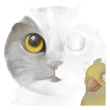 cat with a bird sticker
