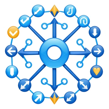 network of tasks linked by arrows representing a complex workflow sticker