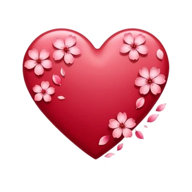 heart with falling sakura petals sticker