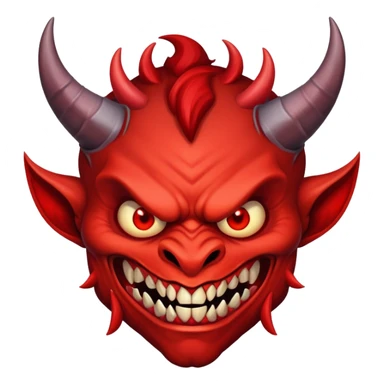 red horned demon with evil grin sticker