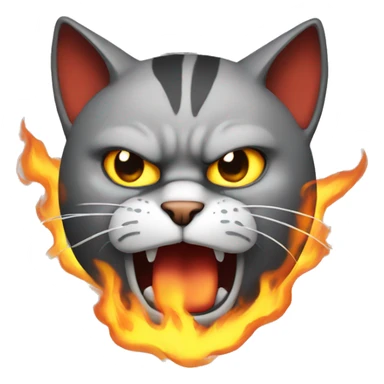 angry cat with fire behind it sticker