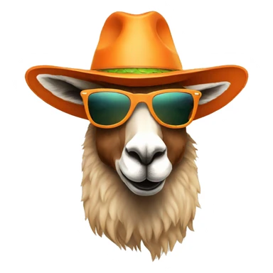 a cool llama wearing a orange hat and rayban shades sticker