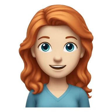 white girl with blue eyes and red hair smiling and waving sticker