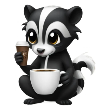 Skunk drinking coffee sticker