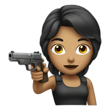 women with gun sticker