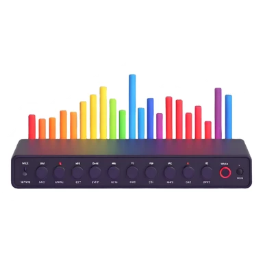 Professional audio equalizer interface with colorful frequency bands sticker