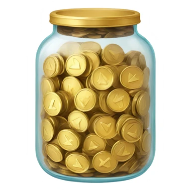 a transparent jar with coins inside sticker