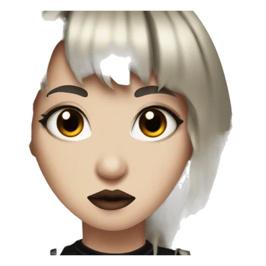 goth girl with red and black hair with bangs and snake bite piercings, brown eyes sticker