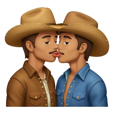 two men cowboys kissing sticker