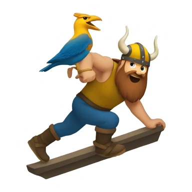 Viking stepping ontop of a bird sticker