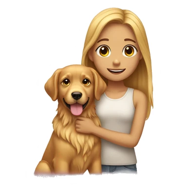 a girl that pet a golden retriever  sticker