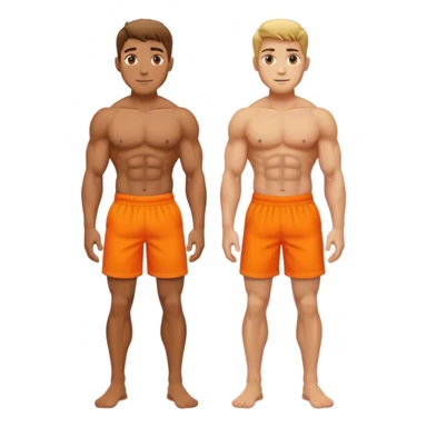 calves muscles male wearing orange shorts sticker