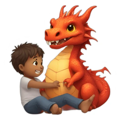 dragon with a baby human sticker