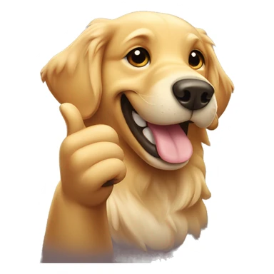Golden Retriever Head smiling and holding thumbs up with its paw sticker