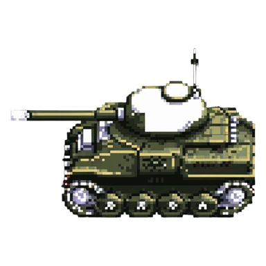 8-bit military tank with treads and cannon sticker