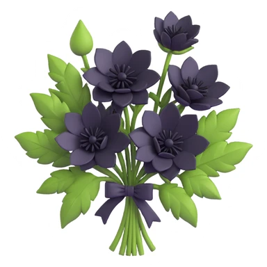 minimal 3D gothic bouquet with more black flowers, simple and mysterious sticker