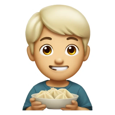 asian boy eating dumpling sticker