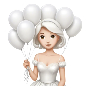 Beautiful bride with white balloons sticker