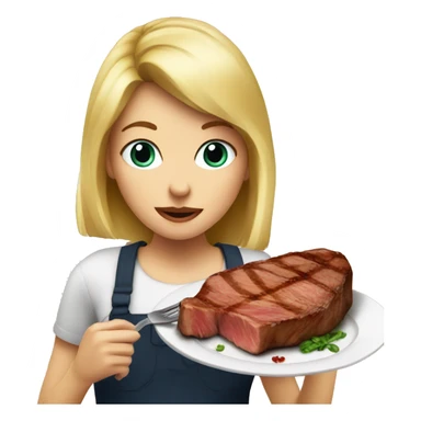 blonde girl eating steak sticker