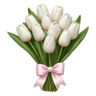 White tulips bouquet with light pink bow  sticker