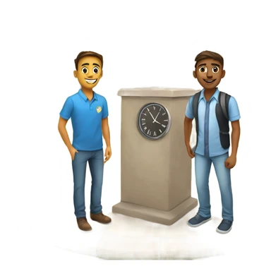 Bits pilani india and two friends standing in gront of clock tower  sticker