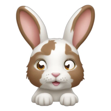 Lapin blanc et marron poil long sticker