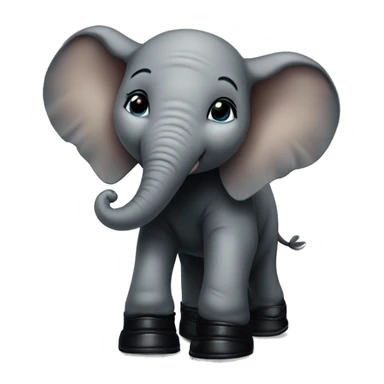 The baby elephant is wearing black boots sticker