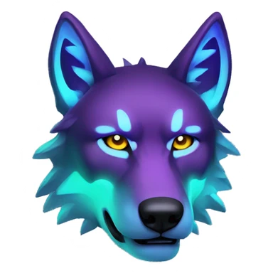 neon cyber wolf sticker