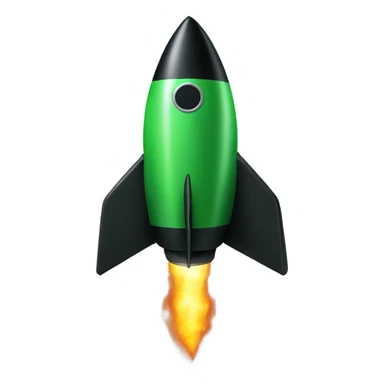 green and black rocket ship with green fire sticker