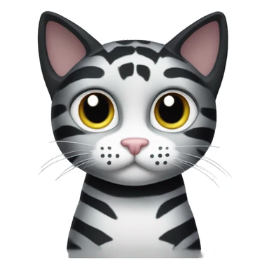 black cat with grey tiger stripe pattern and white chest / paws sticker