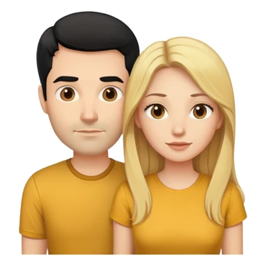 husband is heating her wife ￼ husband with black hair and mustard and bristle. wife with long golden blonde hair￼ sticker
