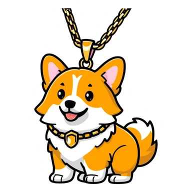corgi wearing a gold chain sticker