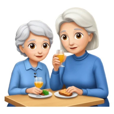 conversación dentro de un restaurant  dos personas y una de las persoans sea una abuela sticker