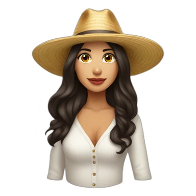 Mujer morena cabello largo con sombrero  sticker