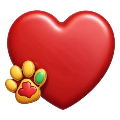 heart with a paw print and a candy sticker