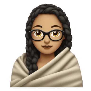 blanket wrapped around a brunette girl with black glasses sticker
