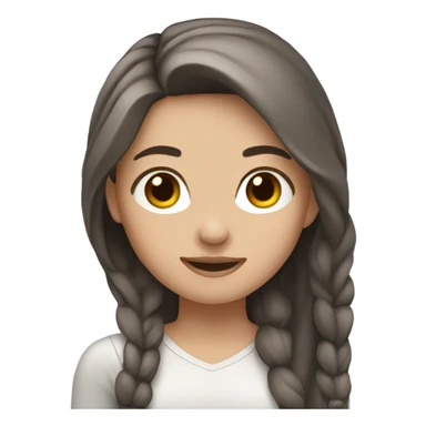 Girl with brown hair with dark gray highlights, fair skin and long hair sticker