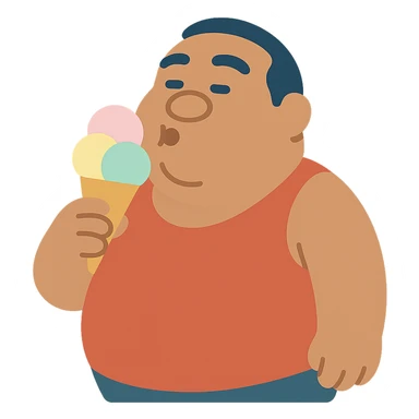 fat man with ice cream, inspired by Lilo and Stitch sticker