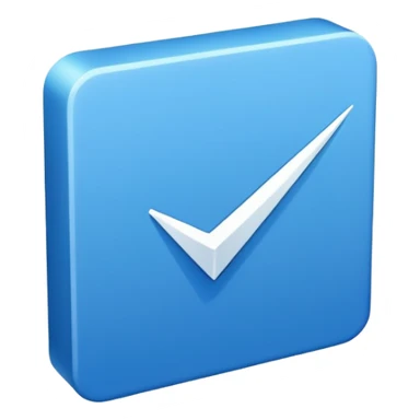 Make a symbol with a tilted blue colored square with a tick mark inside it in the middle. Make the edge of the square sharp. sticker